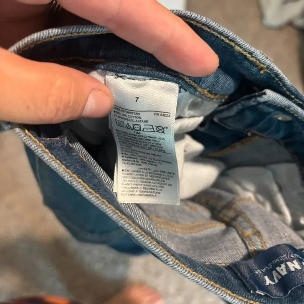 Old Navy Girls 7 Bootcut Jeans Distressed Raw Hem Stretch Denim